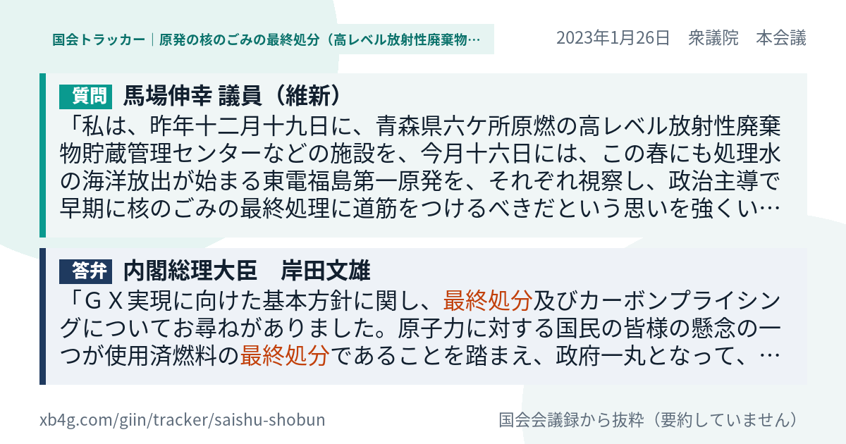 質問と答弁のカード