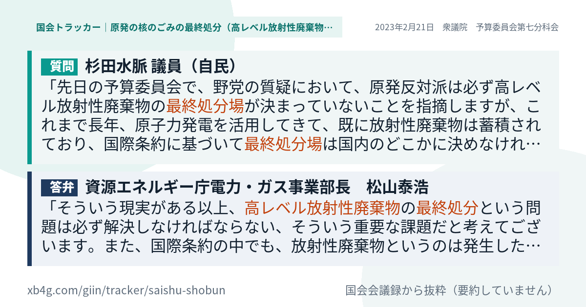 質問と答弁のカード