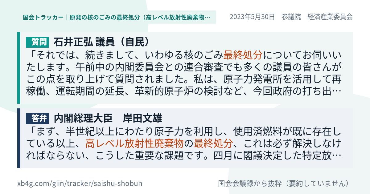質問と答弁のカード