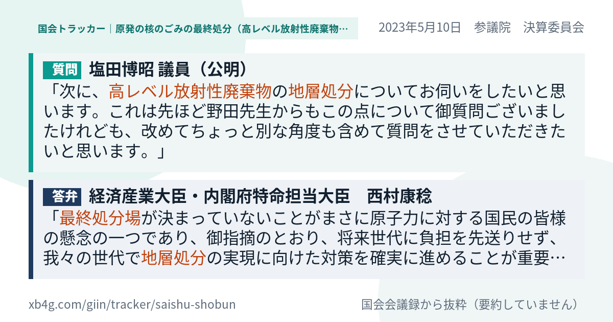 質問と答弁のカード