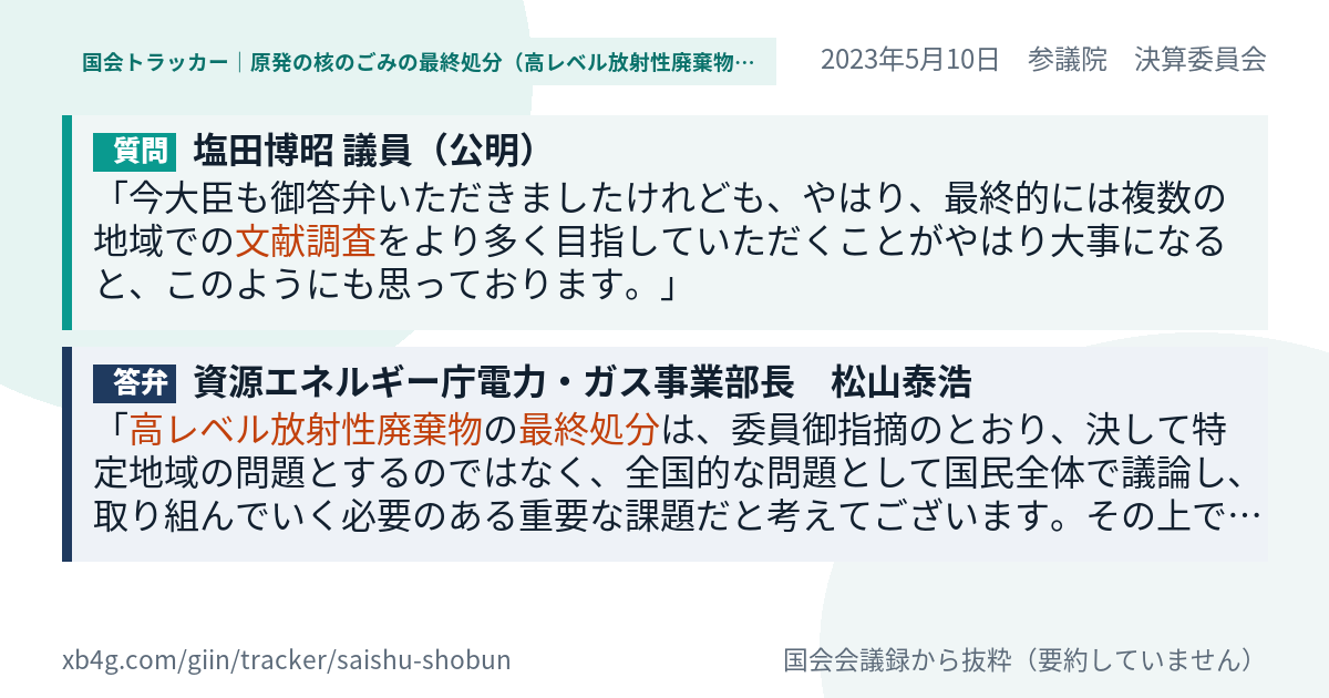 質問と答弁のカード