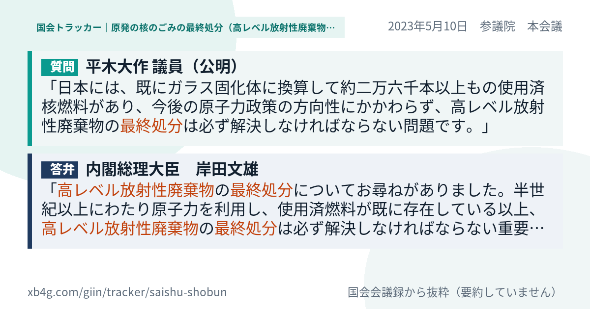 質問と答弁のカード