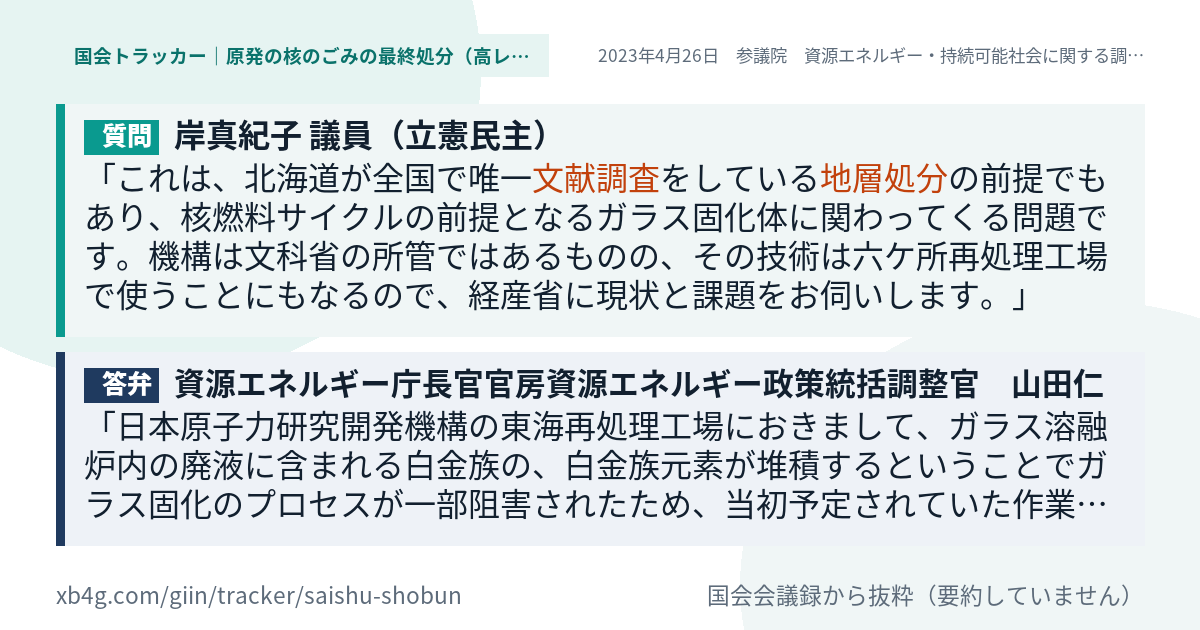 質問と答弁のカード