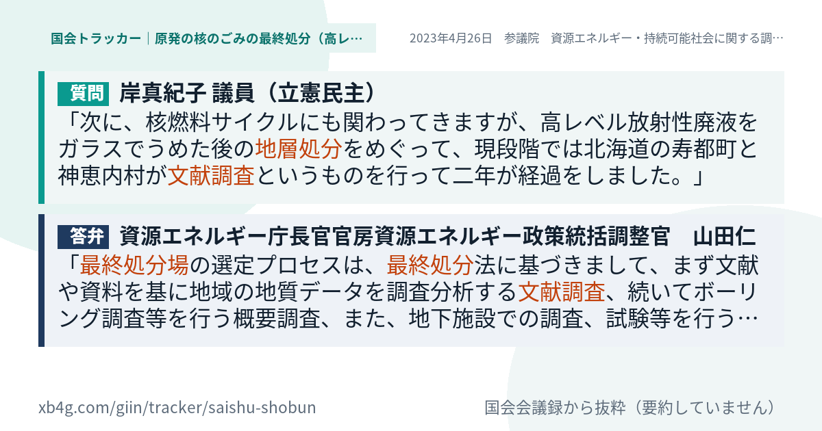 質問と答弁のカード