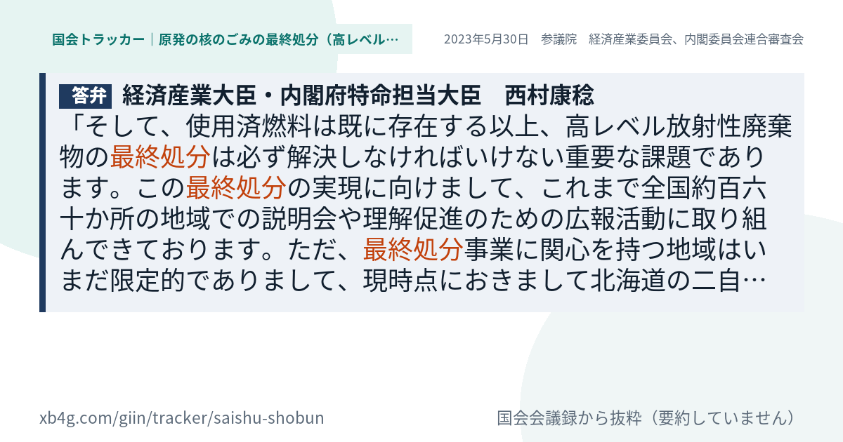質問と答弁のカード