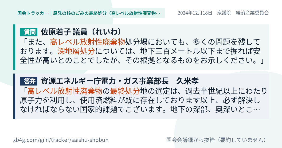 質問と答弁のカード