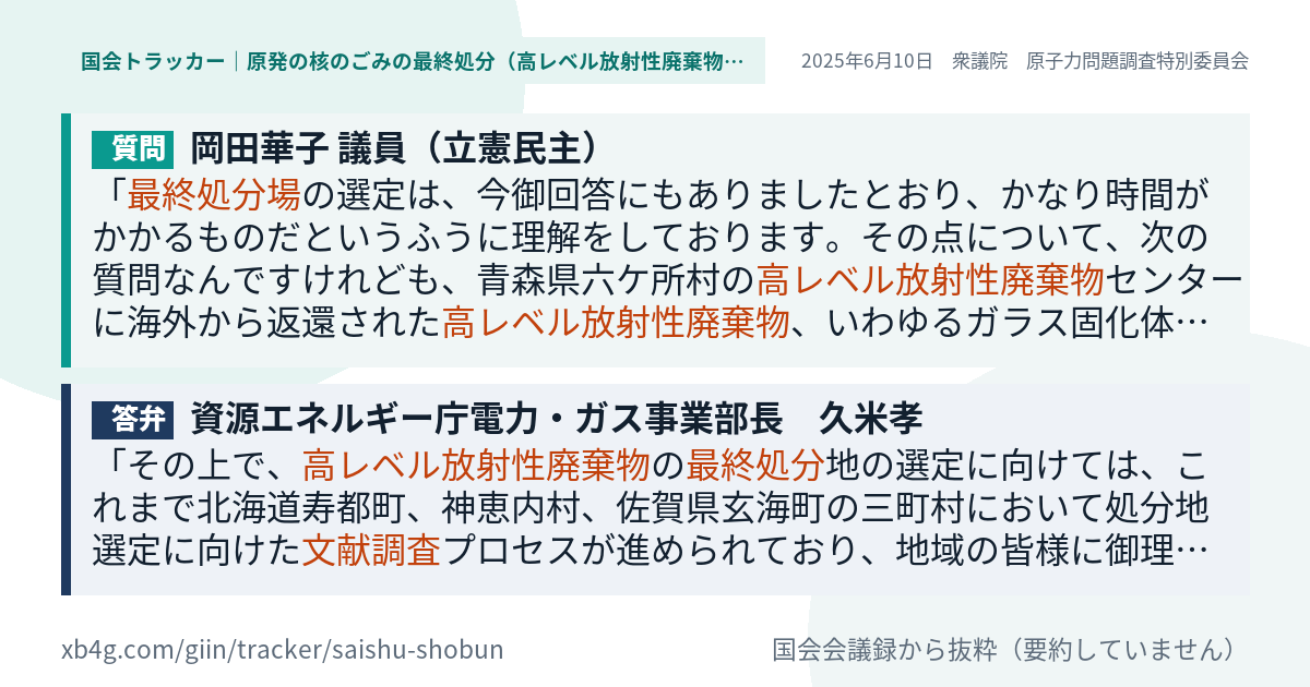 質問と答弁のカード
