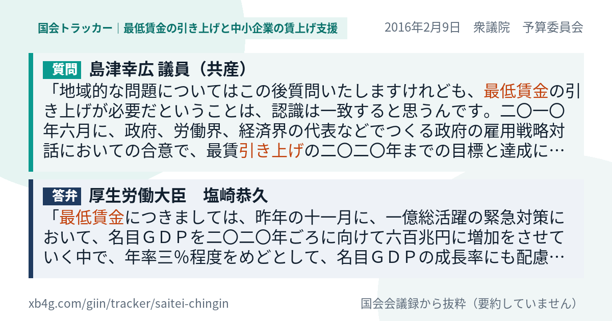 質問と答弁のカード