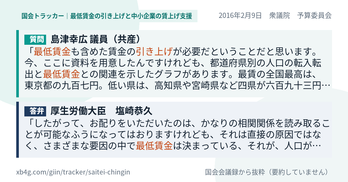 質問と答弁のカード