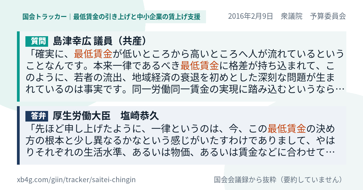 質問と答弁のカード