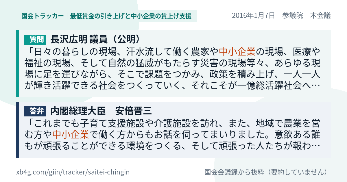 質問と答弁のカード