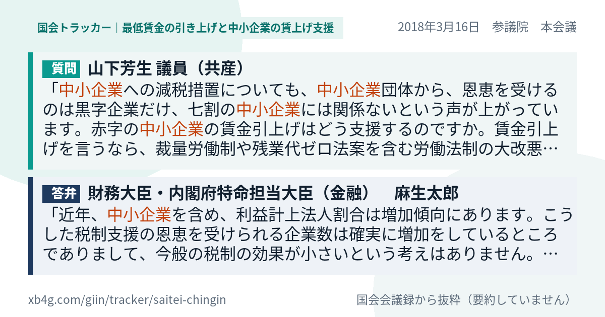 質問と答弁のカード