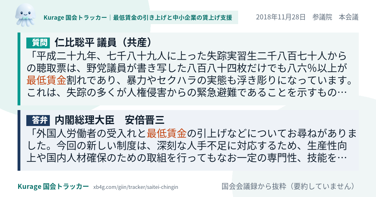 質問と答弁のカード