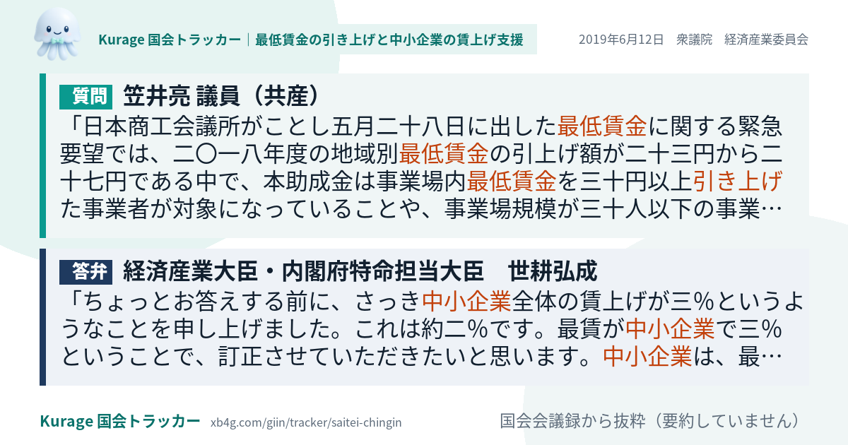 質問と答弁のカード