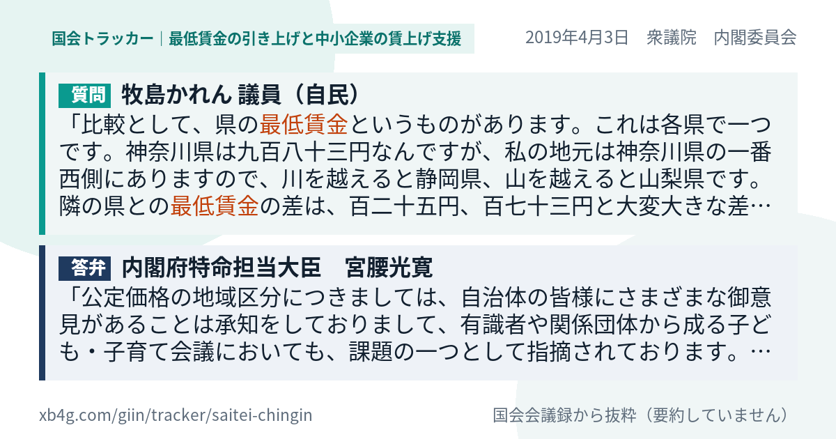 質問と答弁のカード