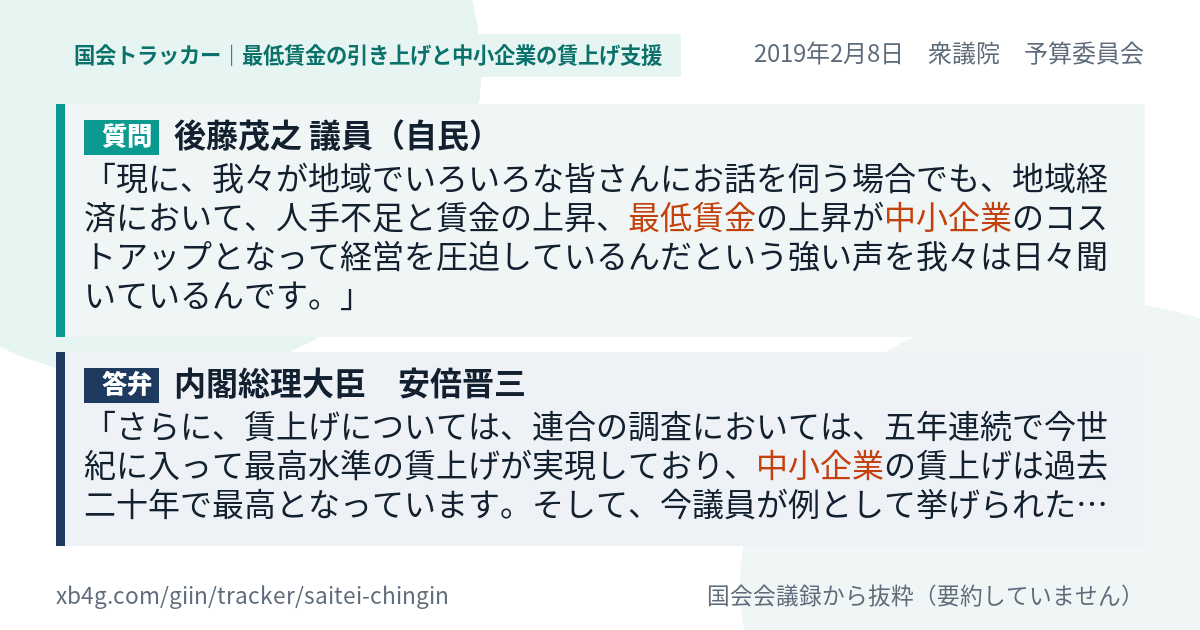 質問と答弁のカード