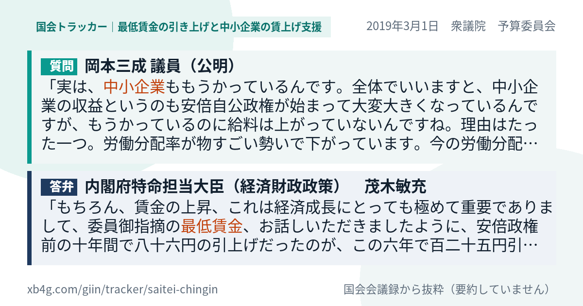 質問と答弁のカード