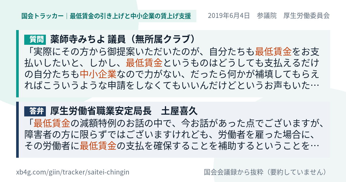 質問と答弁のカード