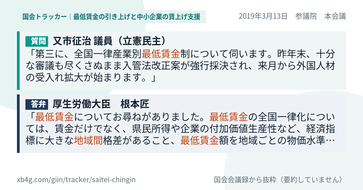 質問と答弁のカード