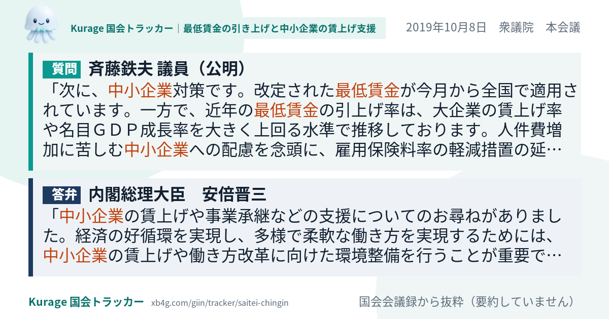 質問と答弁のカード