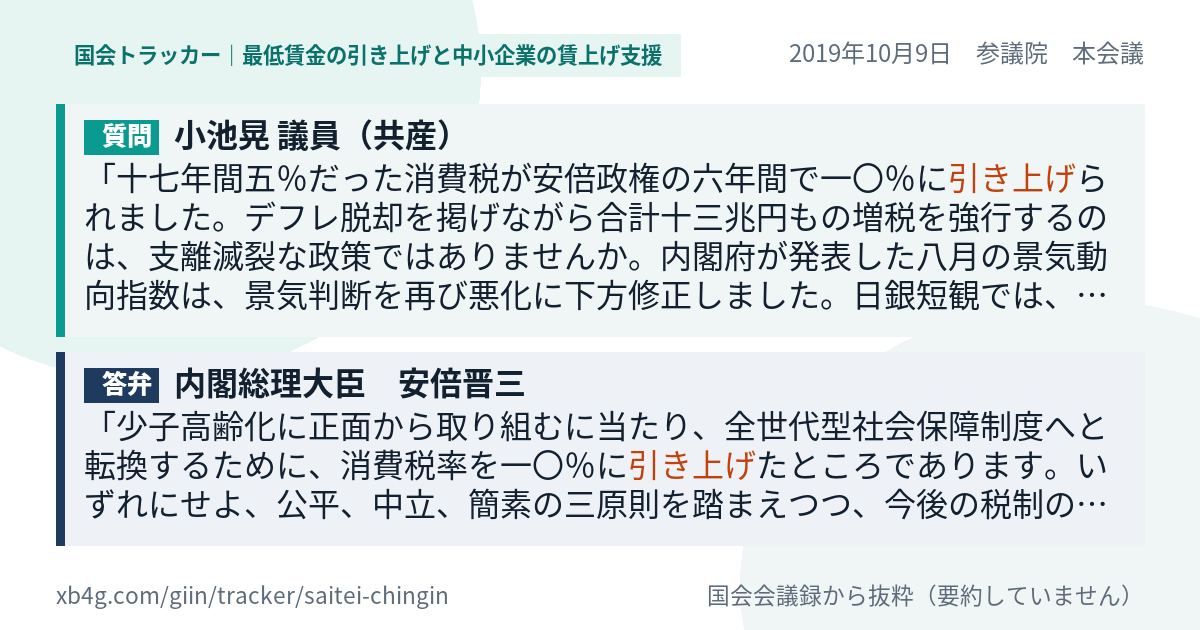 質問と答弁のカード