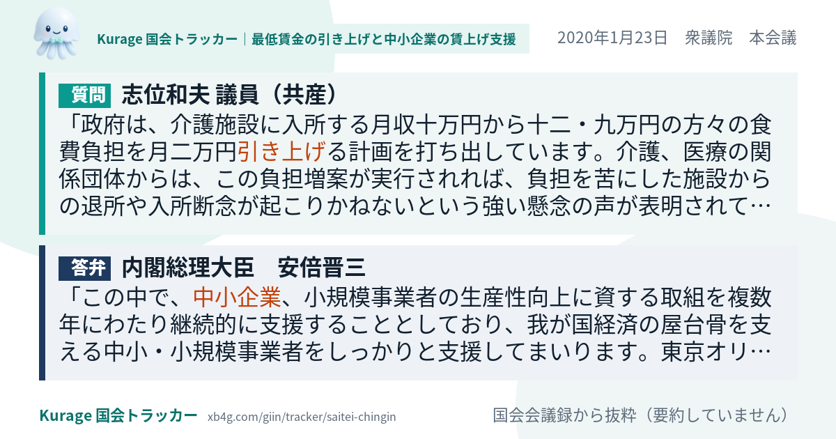 質問と答弁のカード