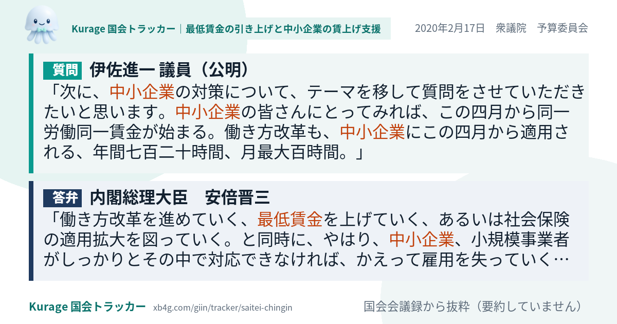 質問と答弁のカード