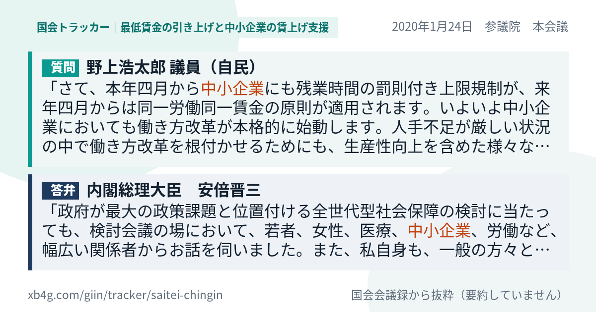 質問と答弁のカード