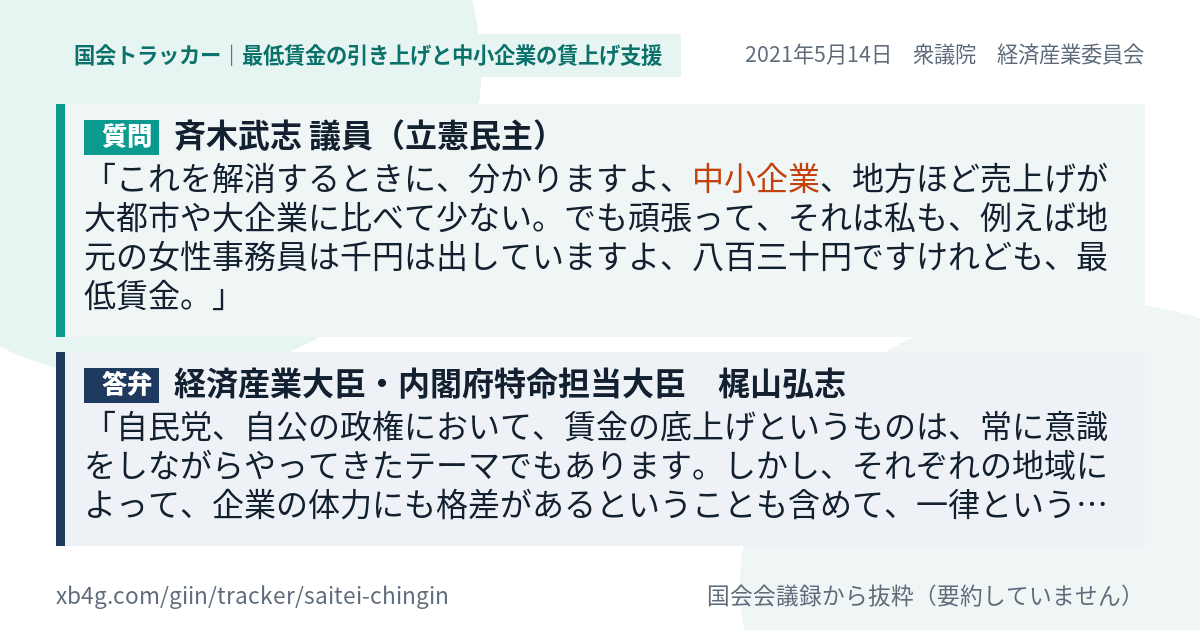 質問と答弁のカード