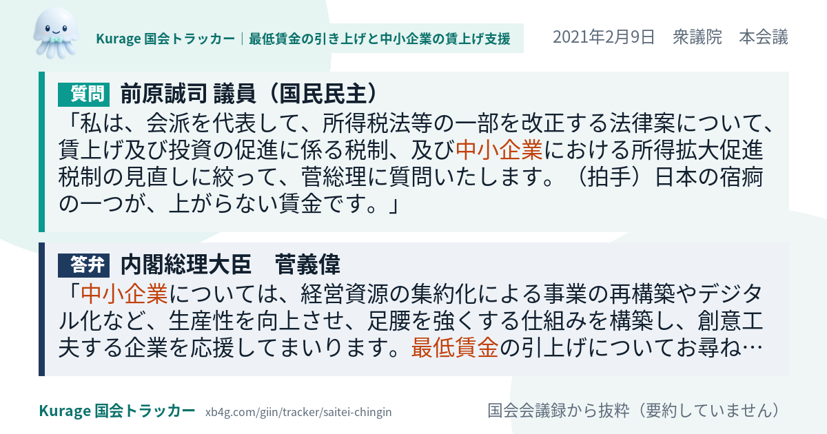 質問と答弁のカード