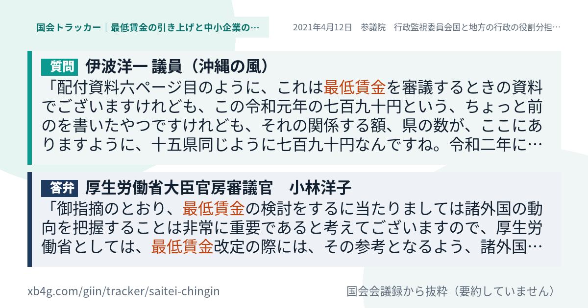 質問と答弁のカード