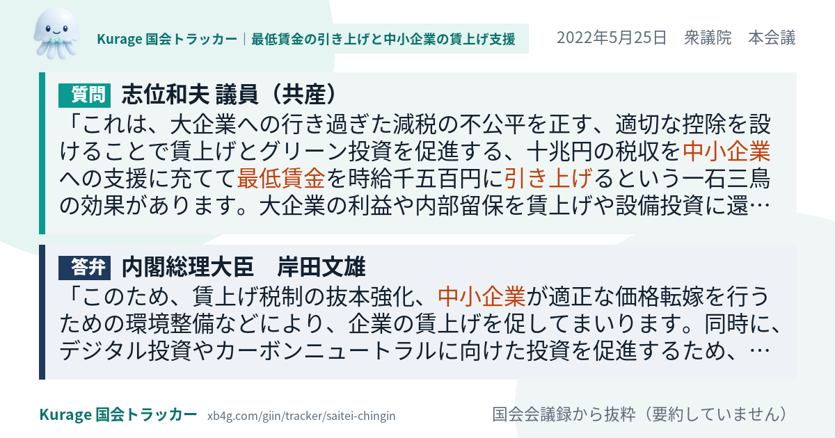 質問と答弁のカード