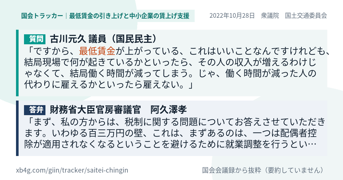 質問と答弁のカード