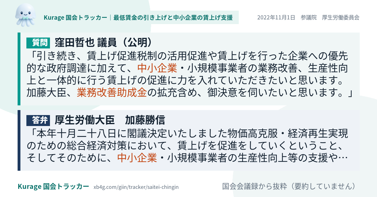 質問と答弁のカード