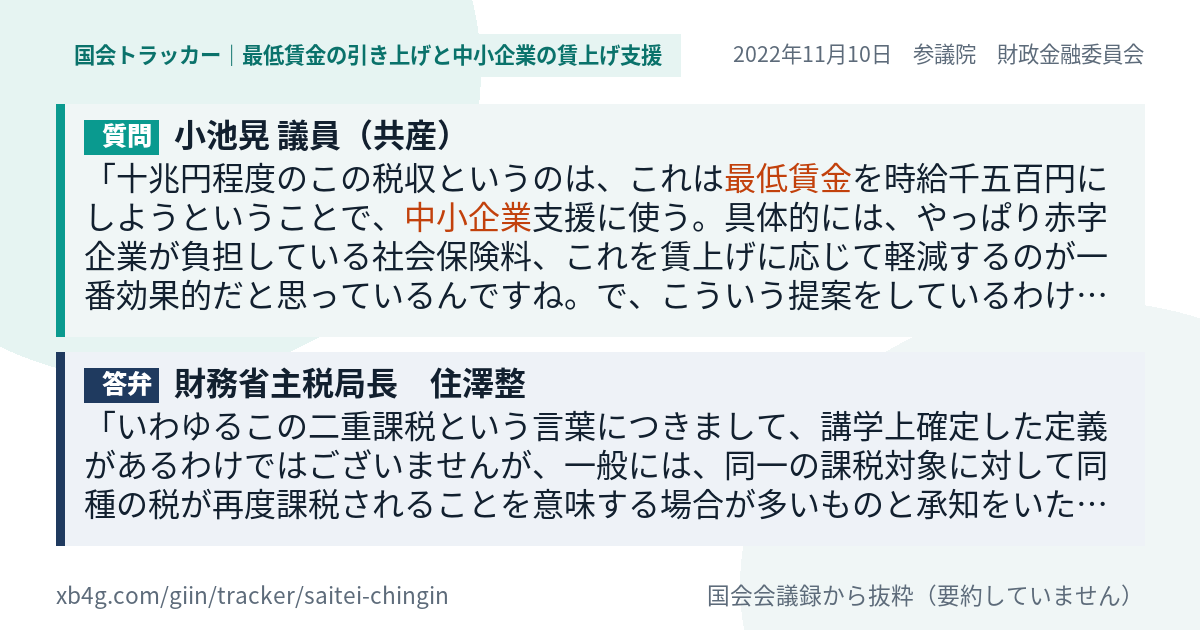 質問と答弁のカード