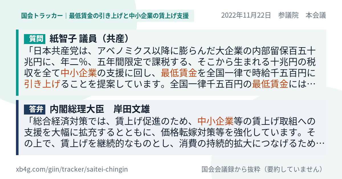 質問と答弁のカード