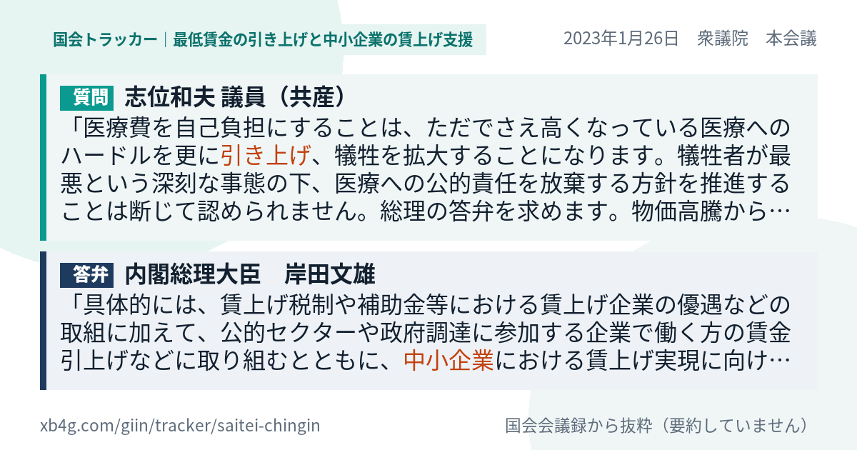 質問と答弁のカード