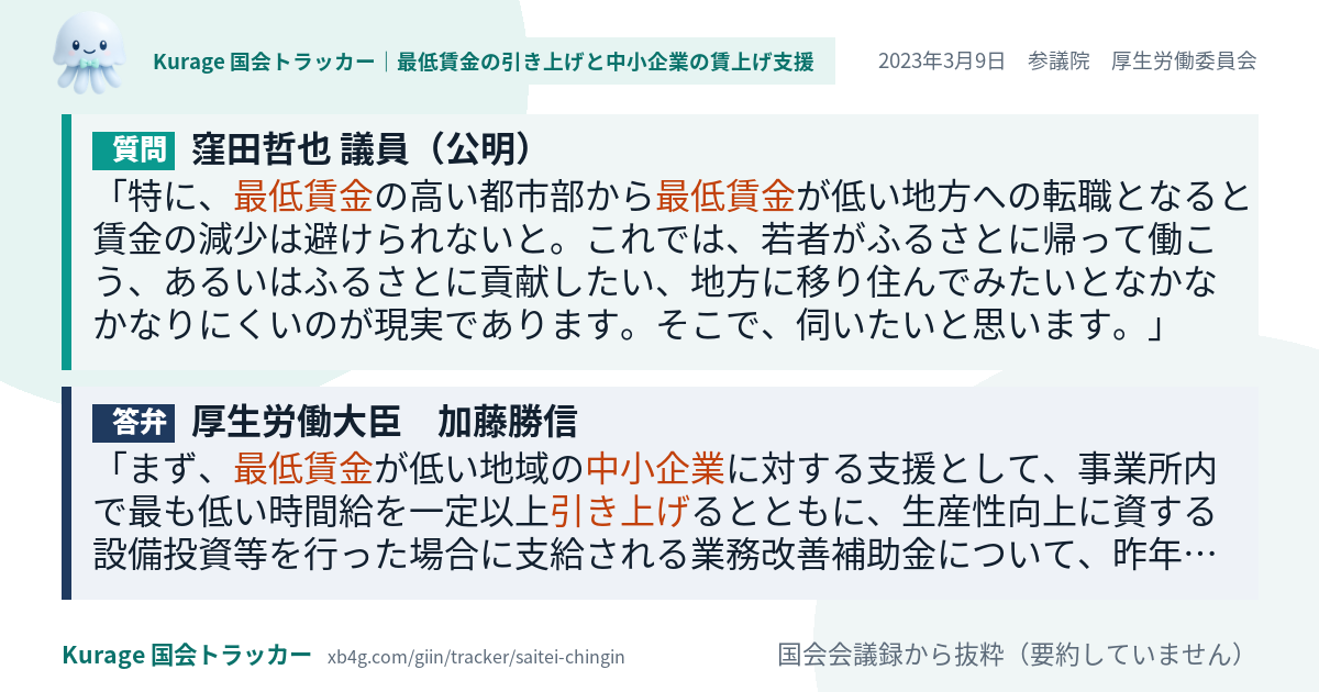 質問と答弁のカード