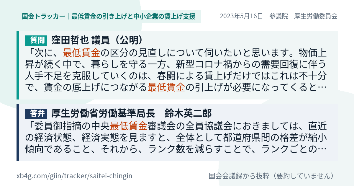 質問と答弁のカード