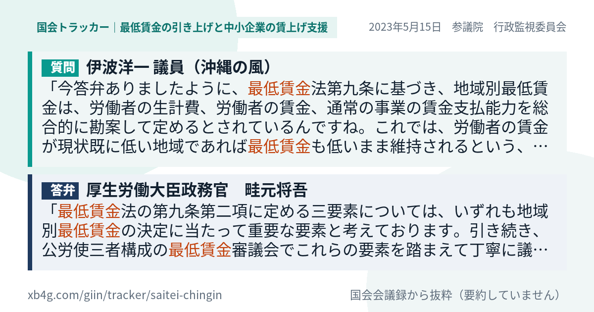 質問と答弁のカード