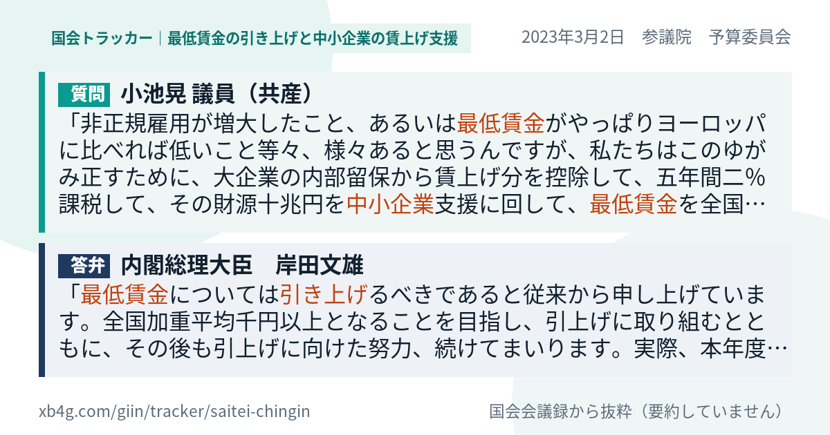 質問と答弁のカード