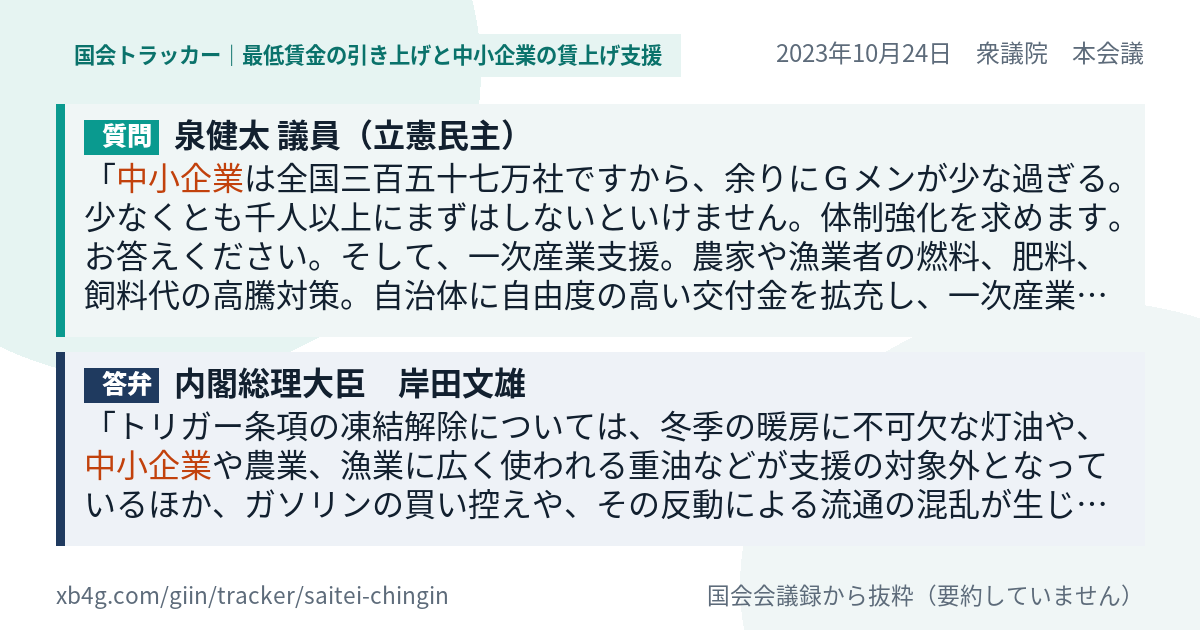 質問と答弁のカード