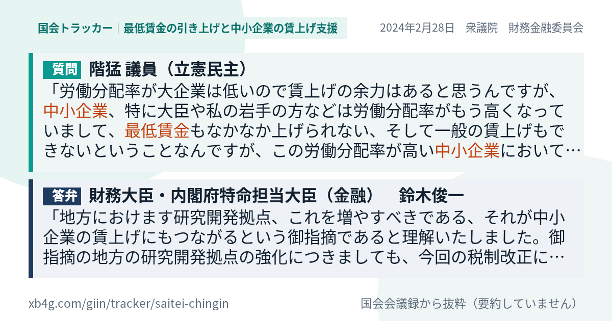 質問と答弁のカード