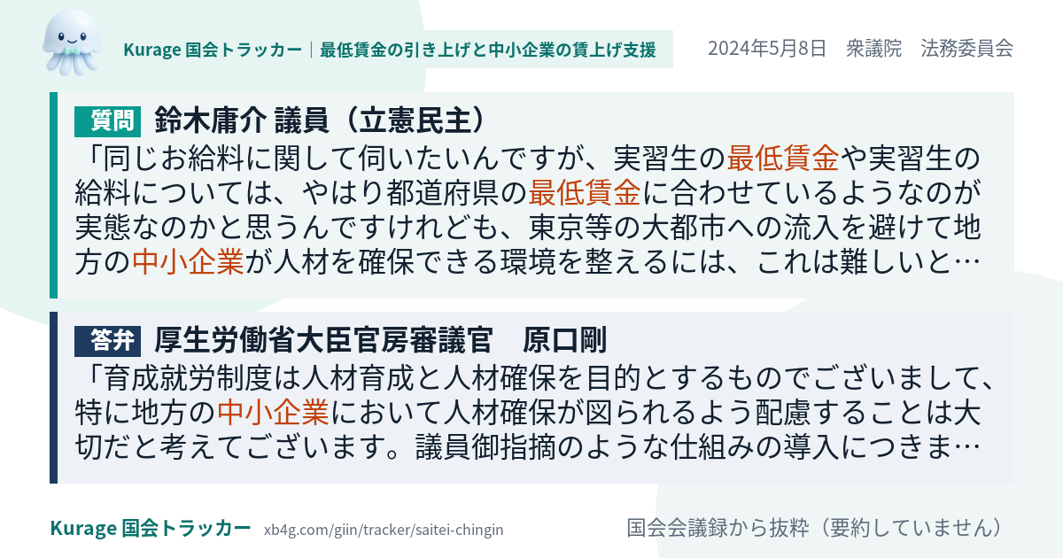 質問と答弁のカード