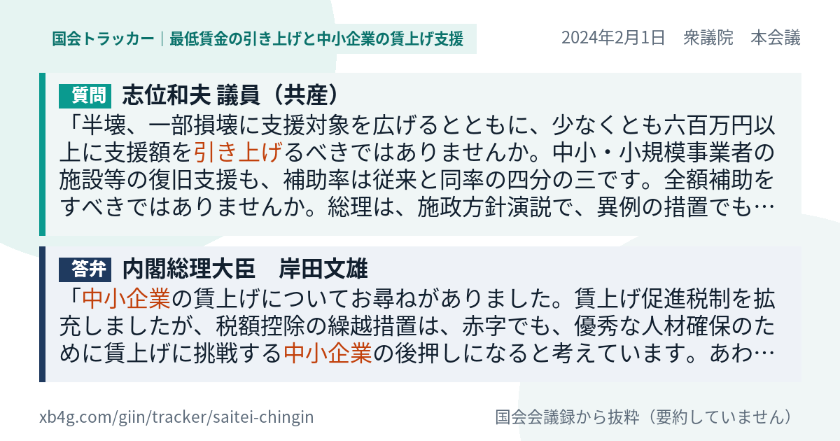 質問と答弁のカード