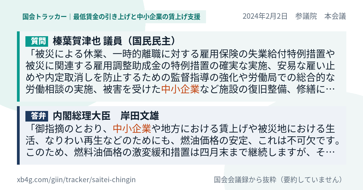 質問と答弁のカード