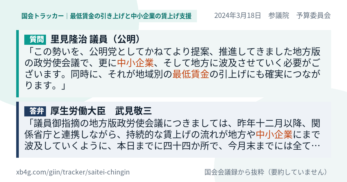 質問と答弁のカード