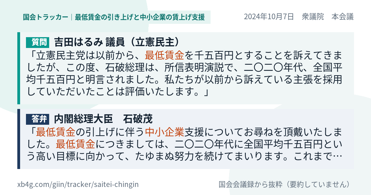 質問と答弁のカード