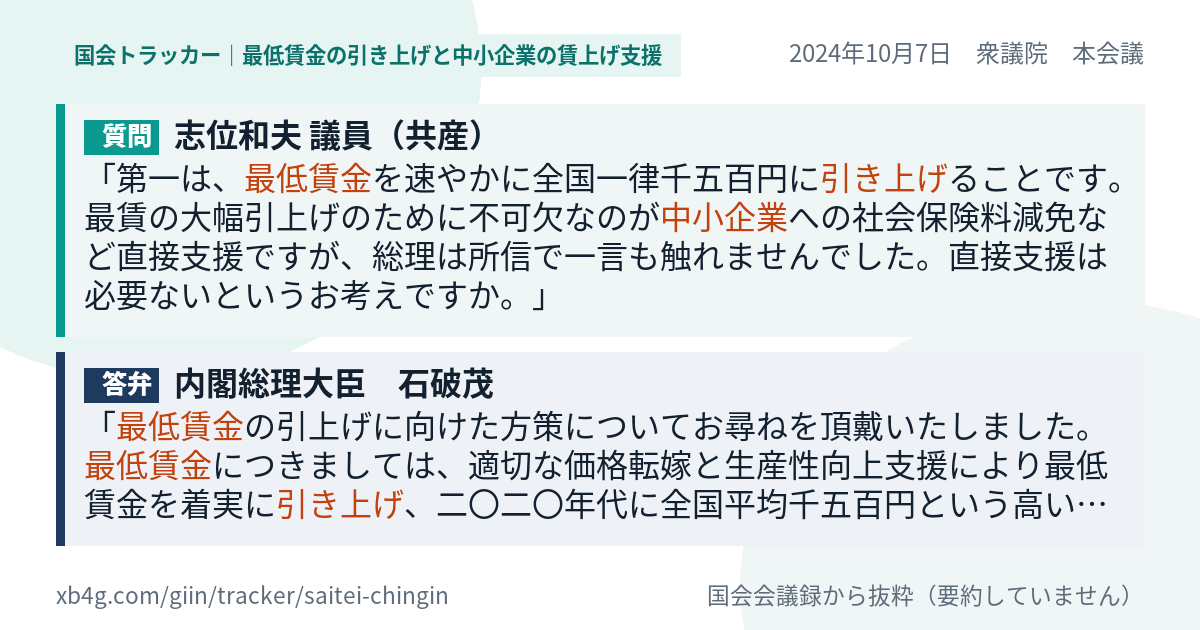質問と答弁のカード