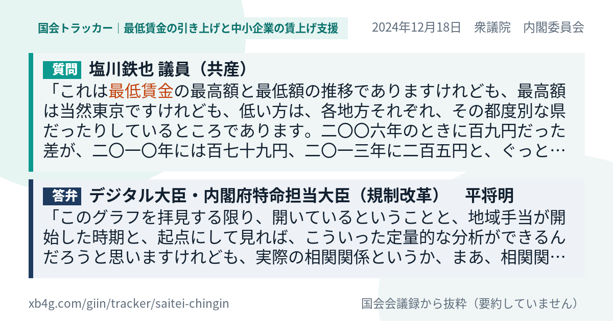 質問と答弁のカード